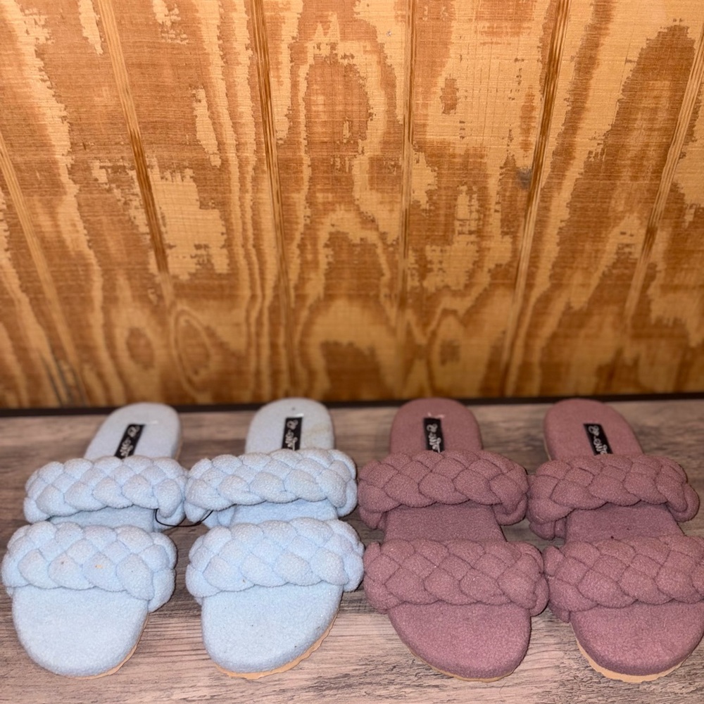 Braided Slippers in Blue and Mauve Bundle